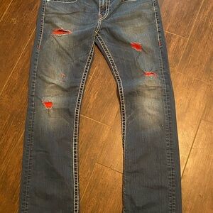 Men's Distressed Blue Jeans
